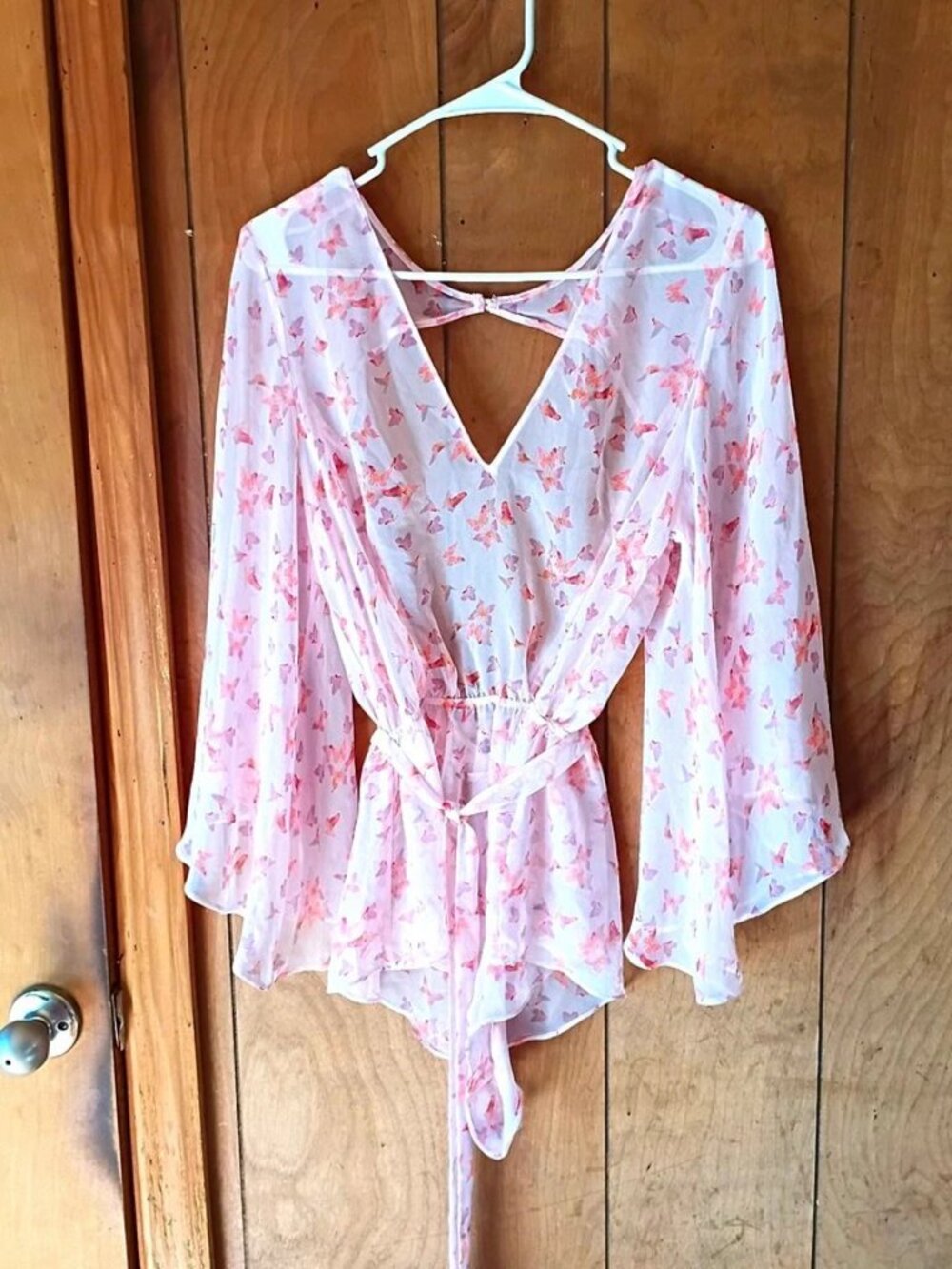 Victoria’s Secret Pink Butterfly Sheer Bodysuit Women’s M Open Back